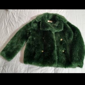 Michael Kors Green Faux Fur Coat